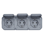 Nowe Plexo - Gniazdo Schuko 3x2P+Z poziome, komplet natynkowy 16A-250V~ - szare - Legrand 069743L