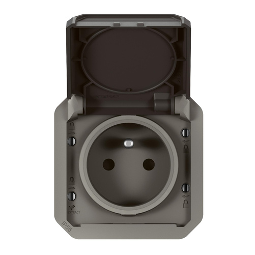 Nowe Plexo - Gniazdo 2P+Z zaciski automatyczne, mechanizm 16A-250V~- antracyt - Legrand 069891L