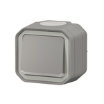 Nowe Plexo - Przycisk jednobiegunowy z podświetleniem, komplet natynkowy 10A-250V~ - szary - Legrand 069722L