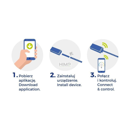 Kontroler do pasków LED RGBW+CCT+DIMM 12/24V DC 24W/48W z konektorem Wi-Fi Spectrum SMART WOJ+05641