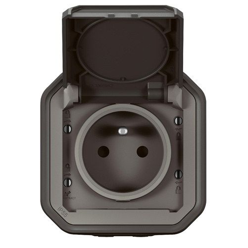 Nowe Plexo - Gniazdo 2P+Z zaciski automatyczne, komplet natynkowy 16A-250V~- antracyt - Legrand 069791L