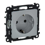 VALENA LIFE - Gniazdo zasilające 2P+Z SCHUKO z przesłaną zaciski sprężynowe ALUMINIUM Legrand 753320