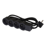 Przedłużacz 4x2P+Z, z przewodem 3.0M - czarny/grafitowy Legrand 049491