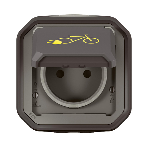 Nowe Plexo - Gniazdo 2P+Z do pojazdów elektrycznych dwukołowych, komplet natynkowy 16A-250V~ - antracyt - Legrand 069787L