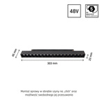 SYSTEM SHIFT - GRID M oprawa na szynoprzewód 303x23x42mm 17W 35st czarny 5 lat gw. 2 obwody