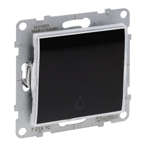 SUNO - Przycisk pojedynczy z podświetleniem - 6 A - 250 V~ - zaciski automatyczne, Czarny -  Legrand 721410