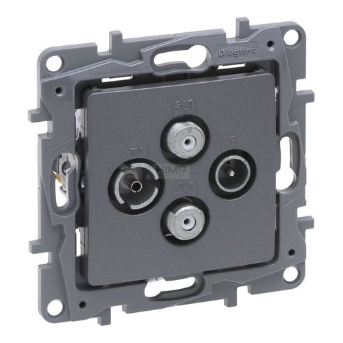 Niloe Selection - Gniazdo TV-RD-SAT-SAT końcowe do instalacji typu gwiazda 1,5 dB - Stalowy Legrand 762366