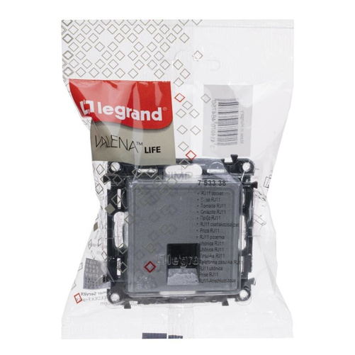 VALENA LIFE - Gniazdo telefoniczne pojedyncze 1 x RJ 11 ALUMINIUM Legrand 753338
