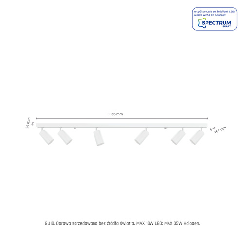 Oprawa MADARA MINI GU10 x6 BIAŁA baza na wymienne źródło światła GU10 SpectrumLED SLIP003026