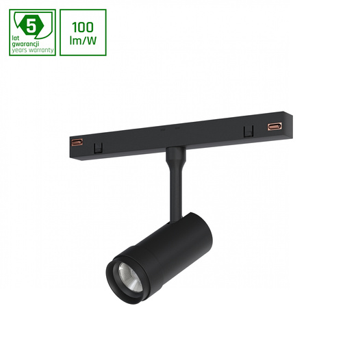 SYSTEM SHIFT - SPOT ZOOM S OPRAWA NA SZYNOPRZEWÓD fi35x80mm 5W CZARNY 5 LAT GW. DALI