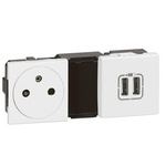 MOSAIC - Ładowarka USB 2400 mA + gniazdo 2P+Z zestaw zespolony Biały Legrand 077595