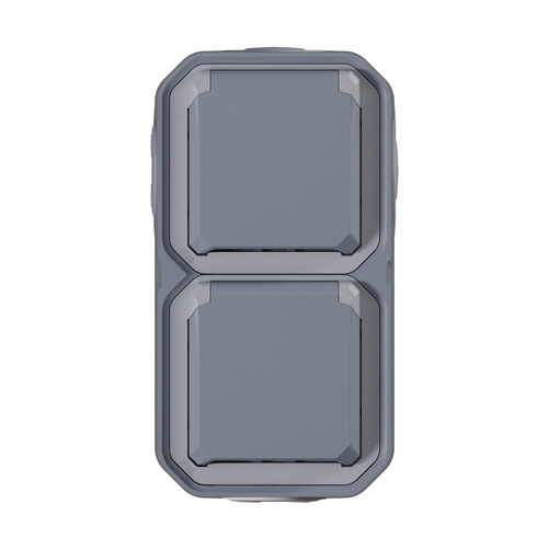 Nowe Plexo - Gniazdo Schuko 2x2P+Z pionowe, komplet natynkowy 16A-250V~ - szare - Legrand 069744L