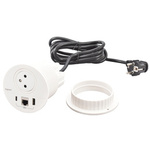 Gniazdo meblowe DISQ 80 wyposażone 2P+Z/USB A+C/RJ45 z przewodem 2m - BIAŁY Legrand 654701