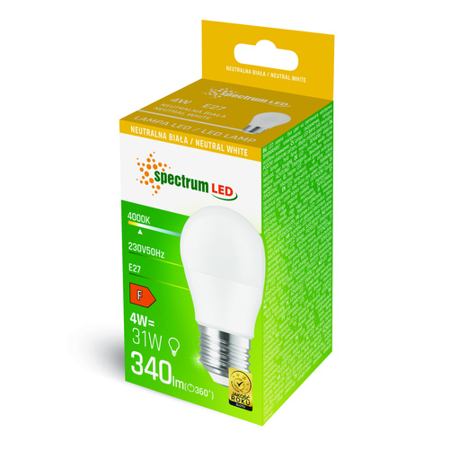 Żarówka LED KULKA E-27 230V 4W Barwa Neutralna SPECTRUM WOJ+14505_4W