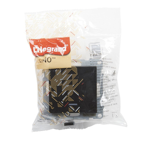 SUNO - Łącznik schodowy z podświetleniem - 10 AX - 250 V~ - zaciski automatyczne, Czarny - Legrand 721416