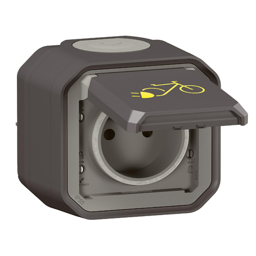 Nowe Plexo - Gniazdo 2P+Z do pojazdów elektrycznych dwukołowych, komplet natynkowy 16A-250V~ - antracyt - Legrand 069787L