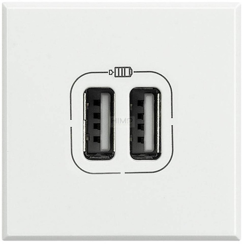 AXOLUTE - ŁADOWARKA 230V~/5V= USB: 1x2,4A LUB 2X1,2A 2M BIAŁA Bticino HD4285C2