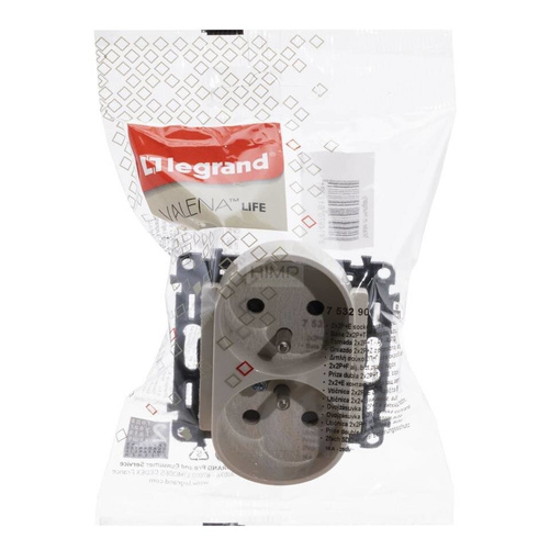 VALENA LIFE - Gniazdo zasilające 2X2P+Z do ramek wielokrotnych KREMOWE Legrand 753290