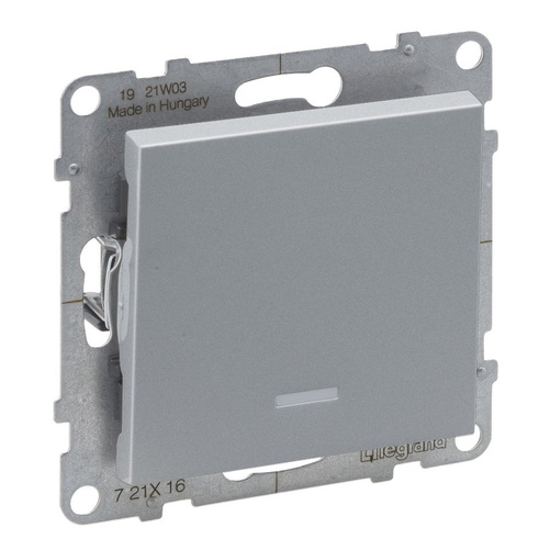 SUNO - Łącznik schodowy z podświetleniem - 10 AX - 250 V~ - zaciski automatyczne, Aluminium - Legrand 721316