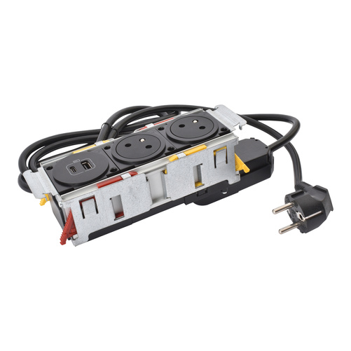 Gniazdo meblowe Incara DISQ'IN wyposażone 2X2P+Z/USB A+C, przewód 2m z wtyczką Legrand 654744