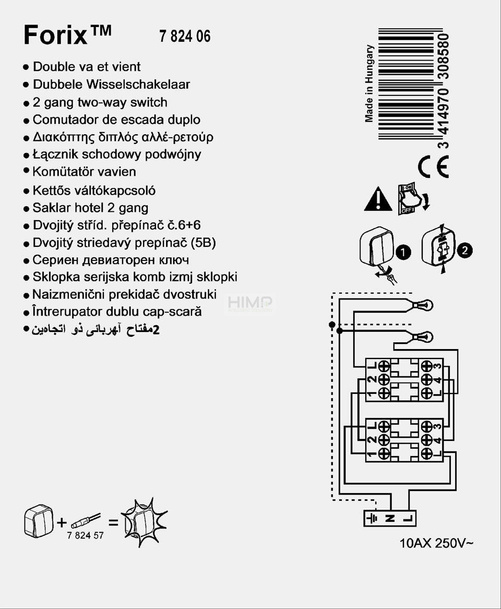 FORIX IP20 - ŁĄCZNIK SCHODOWY PODWÓJNY 10 AX BIAŁY Legrand 782406