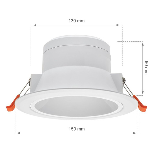 CEILINE III DOWNLIGHT 15W WW 230V 90st IP20 150x80mm BIAŁY okrągła
