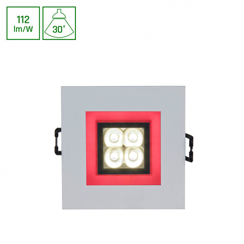FIALE 4LED 4x1W 30st 230V SQUARE Z RAMKĄ CZERWONĄCW OCZKA LEDOWE