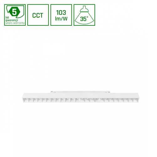 SYSTEM SHIFT CCT- GRID L OPRAWA LINIOWA 440X23X42MM 22W 40ST BIAŁY CCT SWITCH 5 LAT GW.