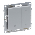 SUNO - Ściemniacz przyciskowy - 240 V~ - 50 Hz - 5 - 75 W ( 10 lamp maks.) dla lamp LED i świetlówek kompaktowych z opcją ściemniania - bez zacisku neutralnego, Aluminium - Legrand 721378