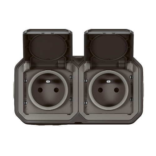 Nowe Plexo - Gniazdo 2x2P+Z poziome, komplet natynkowy 16A-250V~- antracyt - Legrand 069788L