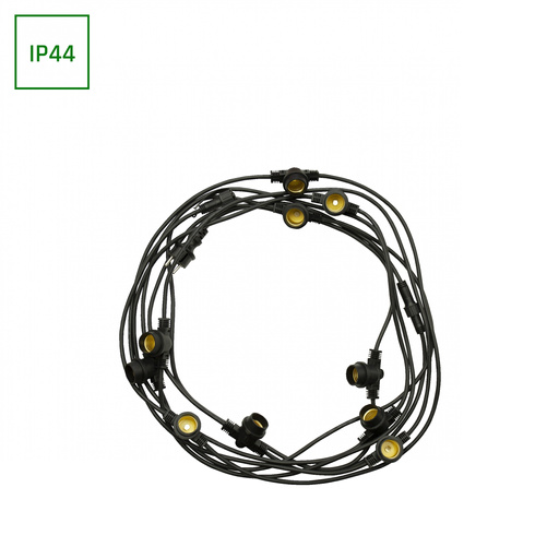 GIRLANDA 250V IP44 5000mm 10xE27 CZARNY łączona