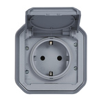 Nowe Plexo - Gniazdo Schuko 2P+Z zaciski automatyczne, komplet natynkowy 16 A-250V~ - szare - Legrand 069730L