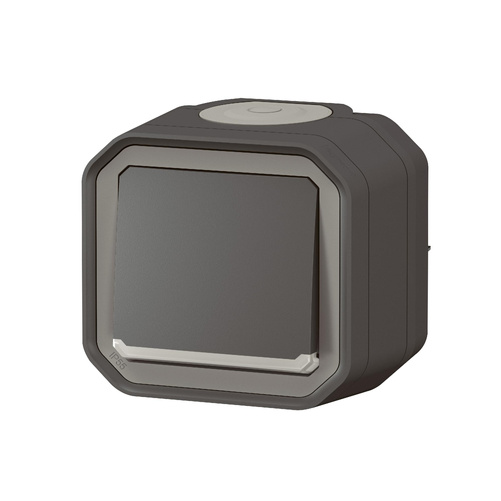 Nowe Plexo - Przycisk jednobiegunowy z podświetleniem, komplet natynkowy 10A-250V~ - antracyt - Legrand 069782L