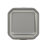 Nowe Plexo - Przycisk jednobiegunowy z podświetleniem, komplet natynkowy 10A-250V~ - szary - Legrand 069722L