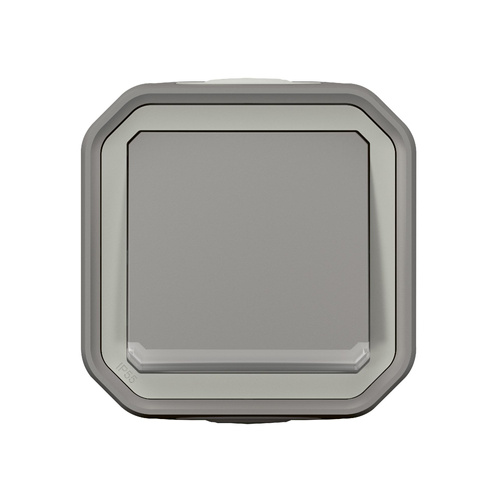 Nowe Plexo - Łącznik schodowy z podświetleniem, komplet natynkowy 10AX-250V~ - szary - Legrand 069713L