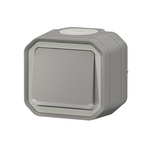 Nowe Plexo - Łącznik schodowy z podświetleniem, komplet natynkowy 10AX-250V~ - szary - Legrand 069713L