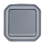 Nowe Plexo - Łącznik dwubiegunowy ze wskaźnikiem, komplet natynkowy 10AX-250V~ - szary - Legrand 069726L