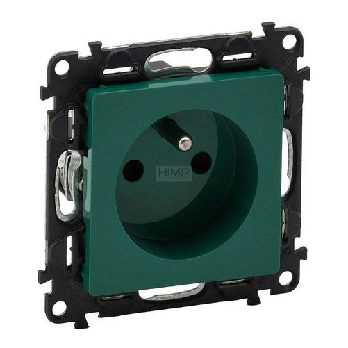 VALENA LIFE - Gniazdo zasilające 2P+Z z przesłoną zaciski sprężynowe ZIELONE Legrand 753389