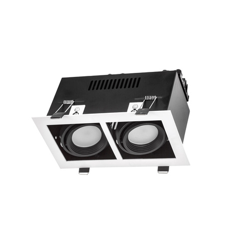 Oprawa Sufitowa Podtynkowa MODERN DAY MINI GU10 X 2 GU10 250V IP20 Biała z Czarnym Środkiem SpectrumLED SLIP002012