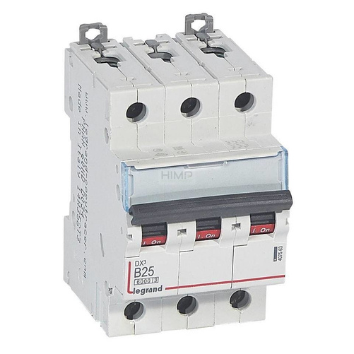 WYŁĄCZNIK NADPRĄDOWY S 303 3P B 25A 6000A SERII DX³ Legrand 407563