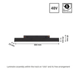 SYSTEM SHIFT SMART- LINE S oprawa liniowa 304x23x42mm 10W 100st czarny CCT/DIM 5 lat gw.
