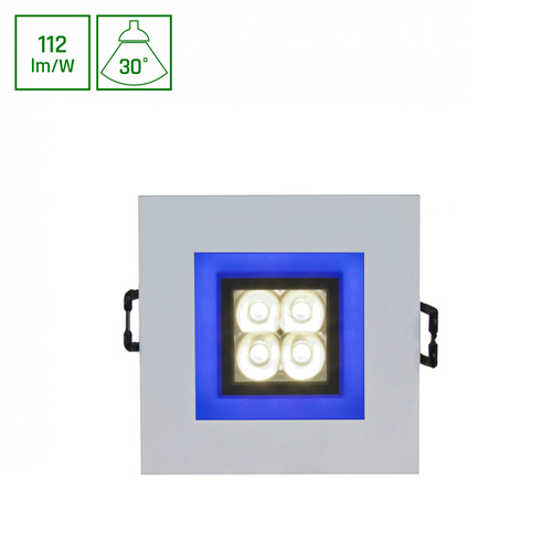 FIALE 4LED 4x1W 30st 230V SQUARE Z RAMKĄ NIEBIESKĄ CW OCZKA LEDOWE