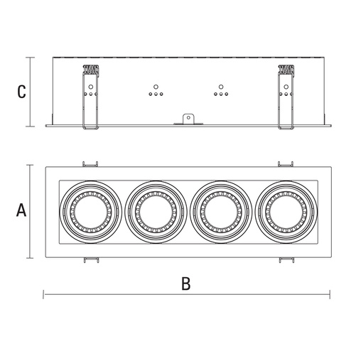 Oprawa Sufitowa Podtynkowa MODERN DAY MINI GU10 X 4 GU10 250V IP20 Biała z Czarnym Środkiem SpectrumLED SLIP002004