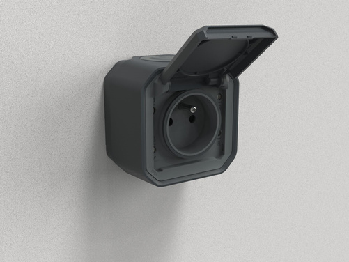 Nowe Plexo - Gniazdo 2P+Z zaciski automatyczne, komplet natynkowy 16A-250V~- antracyt - Legrand 069791L