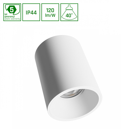 ORBITO NATYNKOWA 10W NW 230V 40ST IP44 UGR<19 RA90 FI75X100MM BIAŁY OKRĄGŁA 5 LAT