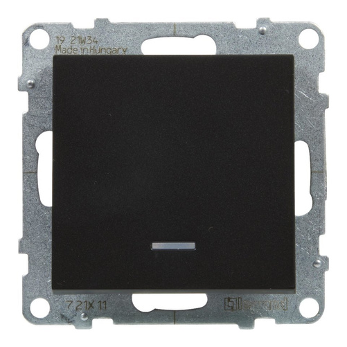 SUNO - Łacznik jednobiegunowy podświetlany - 10 AX - 250 V~ - zaciski automatyczne, Czarny - Legrand 721411