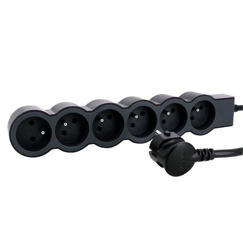 Przedłużacz 6X2P+Z, z przewodem 3.0M - czarny/grafitowy Legrand 049495