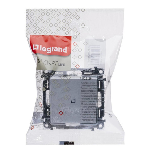 VALENA LIFE - Łącznik schodowy podświetlany ALUMINIUM 250 V~ Legrand 752326