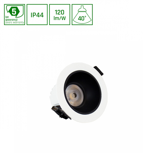 ORBITO DOWNLIGHT 10W NW 230V 40st IP44 Ra90 UGR&lt;19 97X65MM BIAŁY/CZARNY MAT okrągła 5 lat gw