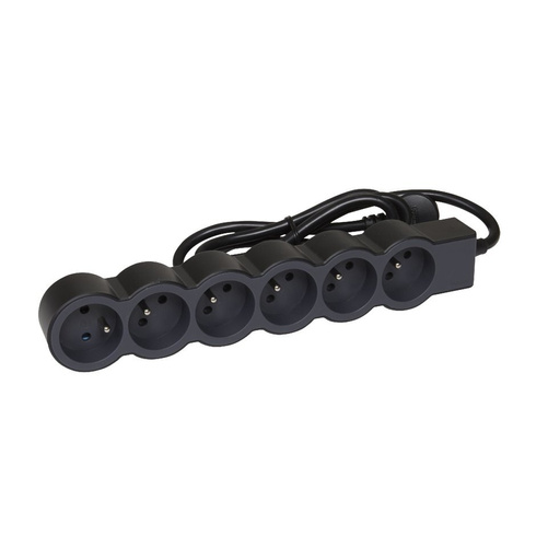 Przedłużacz 6X2P+Z, z przewodem 3.0M - czarny/grafitowy Legrand 049495